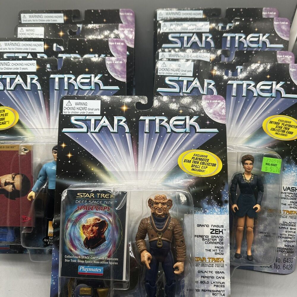 Star Trek 9 Figure Lot 1990s Worf Talosian Seska Vash Tom Paris Kurn Zek Spock